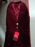 皮爾卡丹（pierre cardin）金絲絨西裝2023秋裝新款天鵝絨長(cháng)袖西服韓版修身絲絨小西裝外套女 酒紅色 現貨 XL 【112-118斤】 曬單實(shí)拍圖