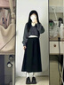 雅黛絲薇秋冬連衣裙女裝韓系穿搭一整套2025新款小個子減齡小香風(fēng)套裝裙子 黑色三件套 M 曬單實拍圖
