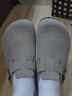 東園物作軟木鞋情侶款真皮休閑舒適外穿日系復古百搭懶人一腳蹬半包勃肯鞋 淺灰色 37 【正碼】 曬單實(shí)拍圖