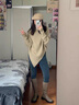 妙奕嘉女士毛衣針織衫女裝外套秋季上衣洋氣款2025新款打底衫內搭可外穿 慵懶風(fēng)蝙蝠袖針織衫【卡其色】 均碼 【建議體重70-140斤】 曬單實(shí)拍圖