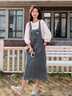 唐菓蜜牛仔背帶裙女夏季2024新款女裝韓系氣質(zhì)減齡學(xué)院風(fēng)學(xué)生連衣裙夏天 白色上衣+牛仔背帶裙 M 曬單實(shí)拍圖