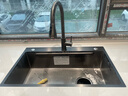 諾米家用廚房大單槽洗菜盆304不銹鋼納米一體槽小米粒壓紋手工水槽 【75*45】N11寬面水槽-抽拉龍頭 曬單實(shí)拍圖