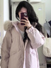 韓璐嬌（hanlujiao）冬季羽絨棉服女中長款2024新款超好看韓系加厚連帽大毛領(lǐng)棉衣外套 粉色 M 建議100-120斤 曬單實拍圖