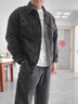 GUANGAN AEPE設(shè)計(jì)感拼接刮爛牛仔外套男潮牌寬松牛仔衣夾克黑色秋冬款外衣 黑色 L （125-140斤） 曬單實(shí)拍圖