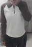森馬（Semir）POLO衫女短款拼色插肩袖修身上衣小個子秋顯瘦套頭衫101524115003 曬單實拍圖