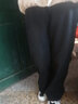 樂班比（LEBANBI）女童牛仔闊腿褲春秋加絨褲子潮酷洋氣中大兒童寬松休閑直筒褲 黑色春秋款 170 (建議身高160CM) 曬單實拍圖