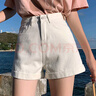 妙奕嘉牛仔短褲女秋冬休閑女士外穿新款2025年熱褲超短褲高腰白色褲子棉 白色高腰卷邊短褲【S】 曬單實(shí)拍圖