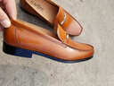 金利來(lái)（Goldlion）男鞋 打蠟皮男士商務(wù)正裝皮鞋 圓頭套腳休閑樂(lè )福鞋 黃棕色 39 比標準碼皮鞋偏大一碼 曬單實(shí)拍圖