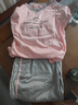 莫代爾【帶胸墊】睡衣女夏季短袖長(cháng)褲春秋季家居服女寬松休閑可外穿套裝 灰粉短袖長(cháng)褲(帶胸墊) L 【建議100-120斤】 曬單實(shí)拍圖