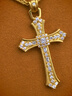 老鋪黃金古法手工足金項鏈·十字架（1號）鉆飾吊墜（金鏈款） 大號金重約25.8g 曬單實(shí)拍圖