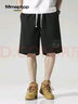 MMOPTOP日系五分褲子男士夏季潮流印花寬松休閑舒適運動(dòng)短褲HYJ01黑色L 曬單實(shí)拍圖