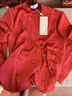 PORTS寶姿女裝2024春夏新款時(shí)尚簡(jiǎn)約感激干V領(lǐng)收腰暗扣疊片長(cháng)袖上衣 倫巴紅 M (6) 曬單實(shí)拍圖
