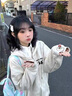 美式連帽拉鏈衛(wèi)衣外套女2025新款秋冬加絨加厚寬松慵懶風(fēng)開衫上衣 白灰色【春秋薄款】 M (95斤內(nèi)) 曬單實拍圖