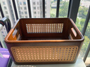 那瀾多好桌面收納盒雜物零食儲物盒化妝品整理盒書(shū)桌置物架實(shí)木藤編收納筐 藤編收納籃-小號 曬單實(shí)拍圖
