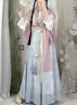 妃秀蝶（FEESHOUEY）新中式女裝漢服女中國風(fēng)套裝【幽蘭】唐制褙子小個(gè)子秋 淺粉色褙子+里衣+淺藍下裙+披帛+ S(90-100斤) 曬單實(shí)拍圖