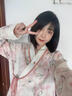 鉑吶苓月子服孕婦裝哺乳睡衣秋冬季款新款產(chǎn)后家居服喂奶和服空氣棉加厚 月子服【暈染粉兔L】 曬單實(shí)拍圖