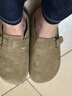 新款內增高5CM松果勃肯鞋女2025秋冬季復古厚底一腳蹬外穿包頭拖 卡其色 35 曬單實(shí)拍圖