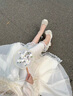 九寸陽光粗跟高跟鞋女不易累腳成人禮2025馬面裙公主新中式婚鞋新娘伴娘鞋 杏色6cm【37碼】（偏小一碼） 曬單實拍圖