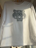catwick 歐洲站刺繡老虎頭T恤男裝ck長(cháng)袖上衣秋季潮牌內搭白色體恤打底衫 243白色 2XL 曬單實(shí)拍圖