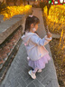 迪士尼女童連衣裙秋冬裝新款艾莎公主裙子中大童洋氣網(wǎng)紗裙衛衣裙 紫色 120cm 曬單實(shí)拍圖