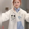 魯雅爾日系學(xué)院風(fēng)可愛(ài)貓咪刺繡衛衣女秋冬季新款加絨設計假兩件上衣外套 白色 常規 L 曬單實(shí)拍圖