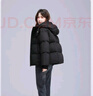 鴨鴨秋冬新品短款羽絨服女加厚立領(lǐng)連帽面包服寬松保暖韓版泡芙外套潮 黑色 S （建議80-110斤） 曬單實(shí)拍圖