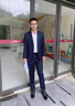 五沃70%羊毛西服套裝男女薄款銀行4s酒店經(jīng)理總裁公務(wù)銷售員工裝西裝 男藏青西裝+西褲. XL 曬單實拍圖