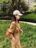 羅蒙連衣裙女2023年春秋新款時尚優(yōu)雅收腰修身中長款立領(lǐng)一?？壑蓖踩?卡其色 S 曬單實拍圖