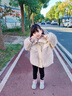 哈羅小黃鴨  HAL.DUCK女童皮草2023冬季新款女寶寶洋氣加厚派克服外套兒童兔毛棉衣冬裝 杏色 110 (身高100-110cm年齡4-5歲) 曬單實(shí)拍圖