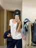 AAISUP美式復古水洗牛仔套裝女2025年春秋新款原色短款外套闊腿褲兩件套 牛仔褲 S 曬單實(shí)拍圖