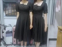 皮爾卡丹（pierre cardin）新款連衣裙女黑色小晚禮服裙日常法式輕奢小眾氣質(zhì)名媛小個(gè)子連衣 黑色短袖中長(cháng)款 S 曬單實(shí)拍圖