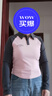 森馬POLO衫女短款緊身拼色插肩袖辣妹衣服春季時(shí)尚字母上衣復古風(fēng) 紅灰色調00362 M 曬單實(shí)拍圖