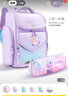 迪士尼（DISNEY）小學(xué)生書(shū)包女生一二到三六年級減負護脊兒童書(shū)包艾莎女童雙肩背包 冰雪紫大號【筆袋二件套】 曬單實(shí)拍圖