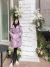 香影（xiangying）大翻領羽絨服女中長款2024冬季新款90白鴨絨洋氣時尚收腰外套 紫色 L 曬單實拍圖