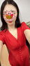 皮爾卡丹高端名媛輕奢連衣裙小眾設計氣質修身裙子高級感女裝女神范長裙夏 紅色 M 曬單實拍圖