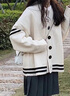 PMOG慵懶風(fēng)開衫針織衫女毛衣外套女奶fufu設(shè)計感2023春秋季新款學(xué)院風(fēng) 米白色超好看 M 曬單實拍圖