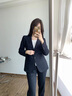 海瀾之家（HLA）西服套裝女款戧駁領(lǐng)彈力套裝女裝春季 藏青A5【西服+西褲】 165/88A L建議115-130斤 曬單實(shí)拍圖