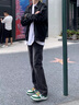 查佰倫 CHELDBAILANNC黑色牛仔褲男松緊腰2025新款男抽繩漸變vibe褲子美式直筒闊腿褲男 1024磨白漸變-直筒款【抽繩版】 L 曬單實拍圖