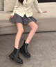 達芙妮官方厚底馬丁靴女2025秋冬新款煙筒靴彈力切爾西女靴子百搭短靴女 黑色 37 曬單實(shí)拍圖