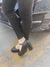 卡帝樂鱷魚（CARTELO）真皮旗袍走秀高跟鞋粗跟圓頭防水臺女士皮鞋一字扣媽媽跳舞鞋單鞋 6056黑色牛皮【跟高】 6cm 37 曬單實(shí)拍圖
