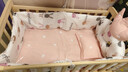 笑貝樂(lè )嬰兒床實(shí)木無(wú)漆可移動(dòng)拼接寶寶床可調節多功能新生兒bb搖搖床 實(shí)木床+蚊帳+加厚粉兔樂(lè )園五件套 單層大床（102/60）0-3歲 曬單實(shí)拍圖