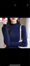 皮爾卡丹（pierre cardin）不起球100%純棉加厚高領(lǐng)毛衣女打底秋冬季新款長(cháng)袖純色針織衫寬松 藏藍色 2XL 曬單實(shí)拍圖