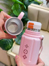 啟諾簡(jiǎn)約保溫杯女新款雙飲杯316不銹鋼大容量男生泡茶杯子帶蓋可喝水 粉色410ml+3D立體貼 曬單實(shí)拍圖