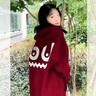 LPOX衛(wèi)衣女oversize寬松外套女秋冬款美式國(guó)潮流高街韓系上衣外穿 秋冬-酒紅色[加絨款]-優(yōu)質(zhì) S 60-85斤 曬單實(shí)拍圖