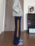 百鵲亭褲子男2025夏季潮牌寬松垂感美式三條杠休閑褲男直筒撞色運(yùn)動衛(wèi)褲 藏青色【升級款 高品質(zhì)】 2XL 曬單實拍圖