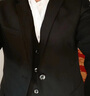 羅蒙西服男士休閑單西裝套裝外套伴郎新郎商務(wù)休閑正裝三件套禮服 一扣黑色單件西服上衣+領(lǐng)帶/襪子 XL 曬單實拍圖
