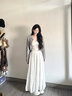 GARNUO黑色小西裝外套女2025早春秋新款炸街小個子高級感休閑西服套裝裙 白色【半身裙】 S 曬單實拍圖