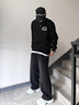 Shelley Jones加絨加厚直筒牛仔褲男秋冬季新款ins美式復(fù)古寬松潮流休閑長褲子 黑色加絨 XL [建議130-145斤] 曬單實拍圖