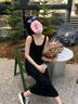 嫻柔黑色吊帶背心連衣長裙夏季外穿螺紋棉質(zhì)中長款修身內(nèi)搭無袖打底裙 黑色 (超長款) XL 曬單實拍圖
