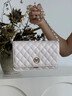夢(mèng)特嬌（MONTAGUT）包包女包新款簡(jiǎn)約單肩斜挎包小方包小香風(fēng)菱格鏈條包女母親節禮物 白色小號R7512024013 曬單實(shí)拍圖